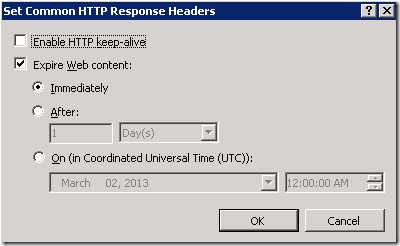 Set Common HTTP Response Headers dialog Set Common HTTP Response Headers dialog