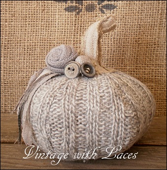 Upcycled Wool Pumpkin by Vintage with Laces Upcycled Wool Pumpkin by Vintage with Laces