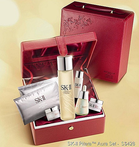 SK-II Pitera Aura Set Facial Treatment Essence, Cellumination Essence, Deep Surge, Whitening Source Derm Revival Mask, Mask In lotion, cleansing cream,