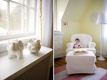 A bit of edging really makes a difference in this pretty yellow room.