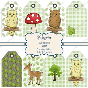 L007 etsy 1 woodland labels printable gift tags owl mushroom leaves deer