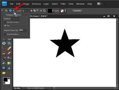 geometry options for shapes in Photoshop Elements geometry options photoshop elements