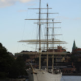 Ein zum Restaurant umbebautes Segeldings-Boot. Stockholm - 2 Tag 225.jpg