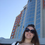 Debbie in Front of the Hotel