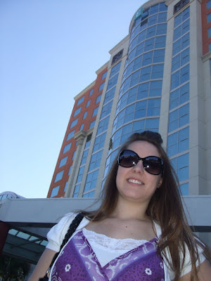 Debbie in Front of the Hotel