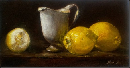 White jar with Lemons 6x12