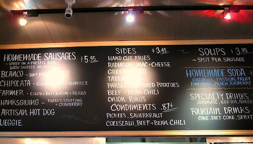 The menu at Sausage Inc.