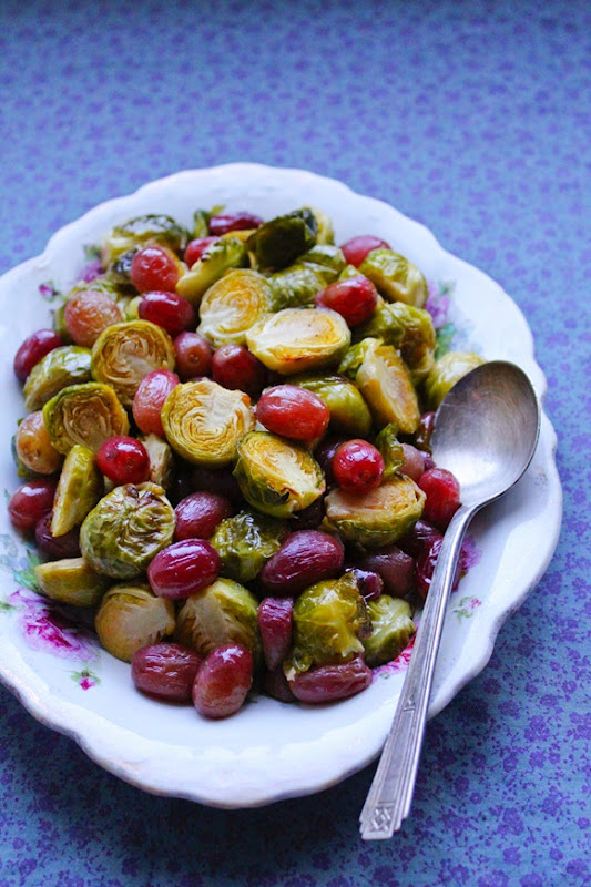 Roasted Brussels Sprouts & Grapes