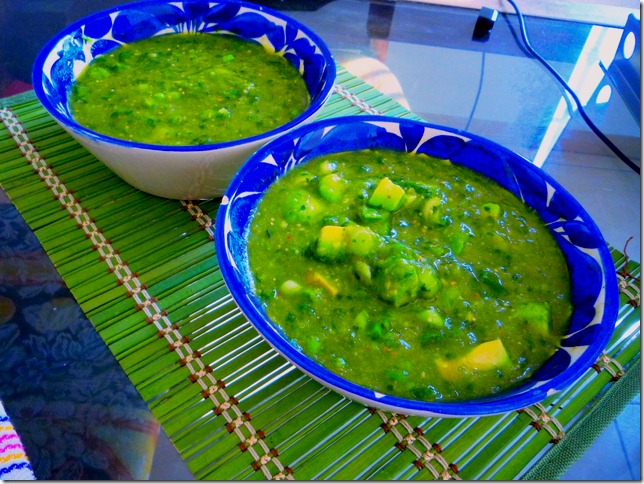 Salsa de tomatillo sin aguacate y con aguacate P1050918