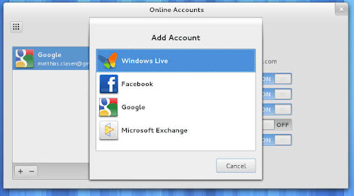 Microsoft Exchange in Online Accounts