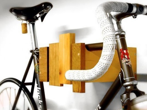 Cantilever and Press makes this bike rack out of reclaimed wood. (Cantilever and Press on etsy.com)