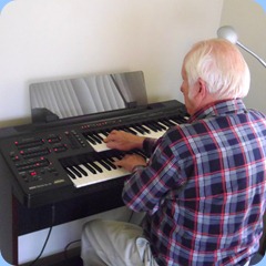 Our host for the day, Rob Powell playing the Yamaha Electone EL15  along with Jim Nicholson on the Clavinova and Peter Brophy on the Tyros 3.