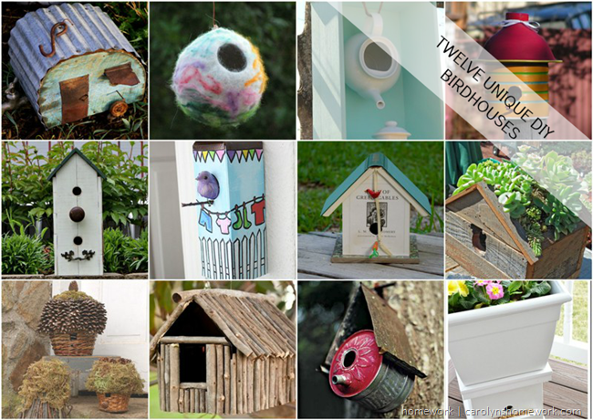 12 Unique Birdhouse Ideas via homework | carolynshomework.com