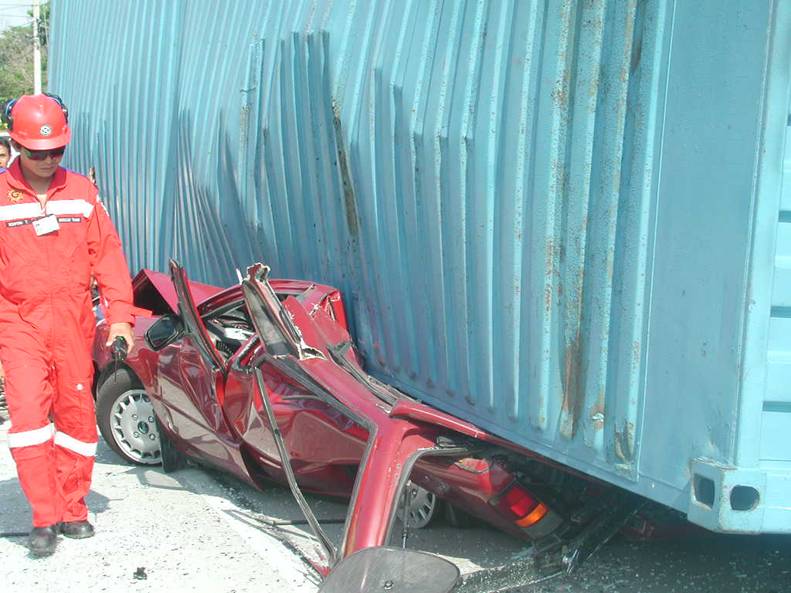 NEVER EVER DRIVE CLOSE TO CONTAINERS