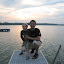 David and Joe on dock, sunset on Crystal Lake, Vacation Day 3 &ndash; 02-Aug-2010