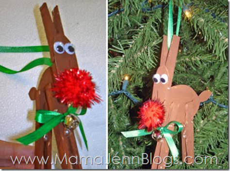 Clothespin Reindeer Christmas Ornament