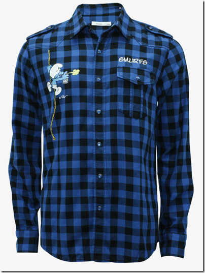 Smurfs Print Gingham Shirt - SGD 39