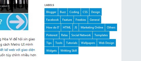 Label và Linklist mang phong cách Metro Metro Simple – The simplest Metro UI Blogger Templates