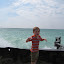 Enjoying the waves at breakwall next to Pointe Betsie Lighthouse. &ndash; 02-Aug-2010