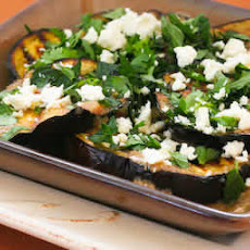Grilled Eggplant with Garlic-Cumin Vinaigrette, Feta, and Herbs