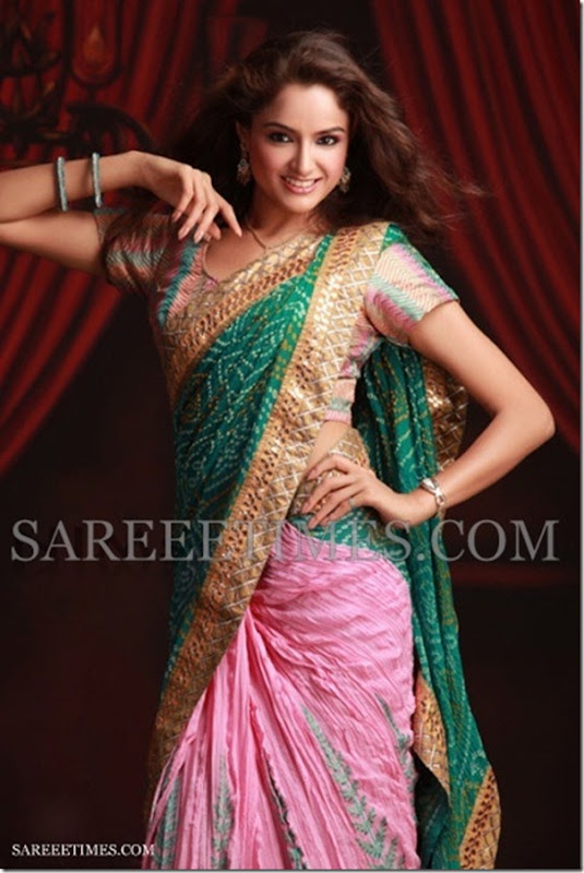 Asmita_Sood_Green_Pink_Saree