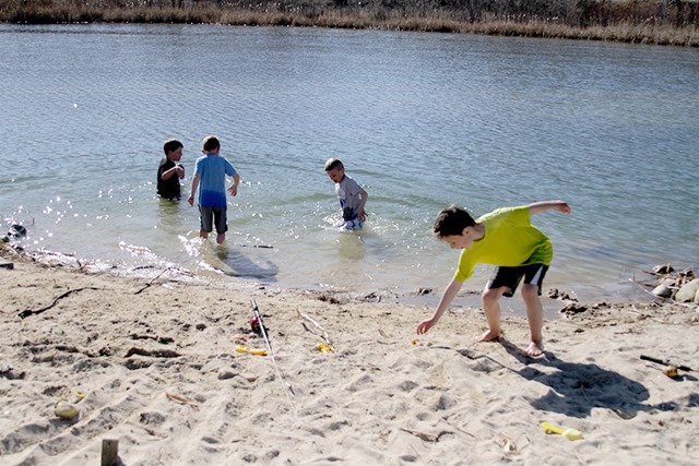 Playing in the water on Easter