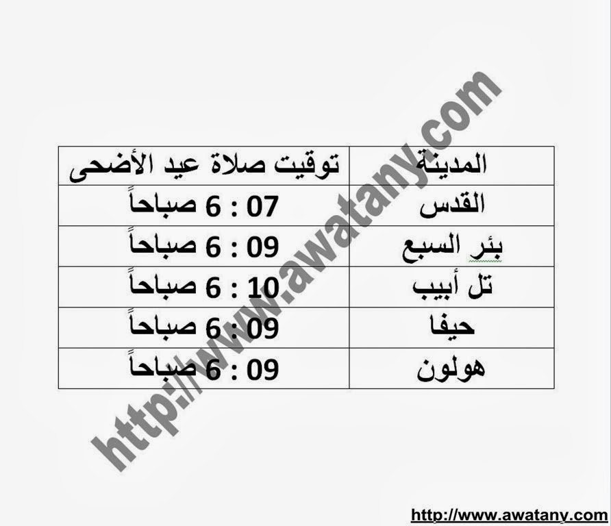 موعد صلاة عيد الاضحي 2013 في مصر وجميع الدول العربية - اخبار وطني