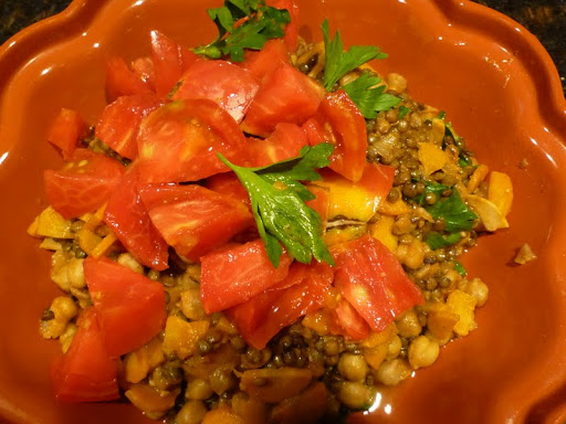 The finished dish: Summer Lentil and Chickpea Stew.