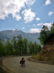 Cycling through Parque Nacional Villarrica, Chile towards the Argentinian border.