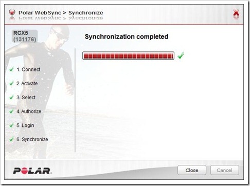 Polar RCX5 and Websync Data Upload Complete