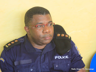 Le Colonel Daniel Mukalayi lors du procès Chebeya ce 24/01/2011 à Kinshasa.