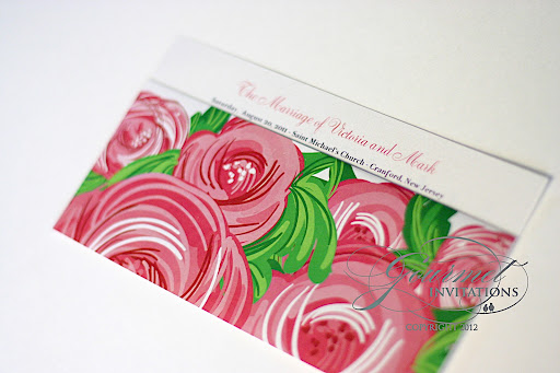 Victoria's flower invitations inspired all of the stationery at her wedding