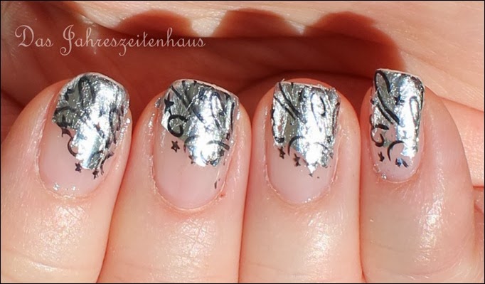 Nageldesign Silvester Glitzer Feuerwerk Silber elegant edel 6