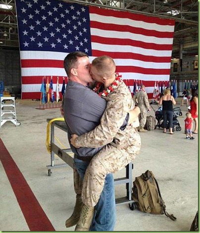 gay marine homecoming kiss
