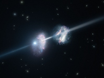 ilustração de explosões de raios gama em galáxias distantes