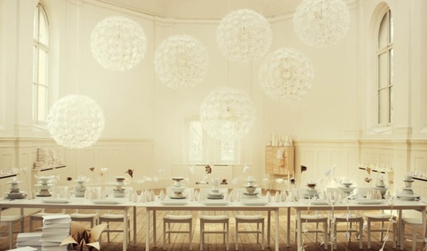 white-ivory-linen-origami-paper-flowers-table-setting-ideas white-ivory-linen-origami-paper-flowers-table-setting-ideas