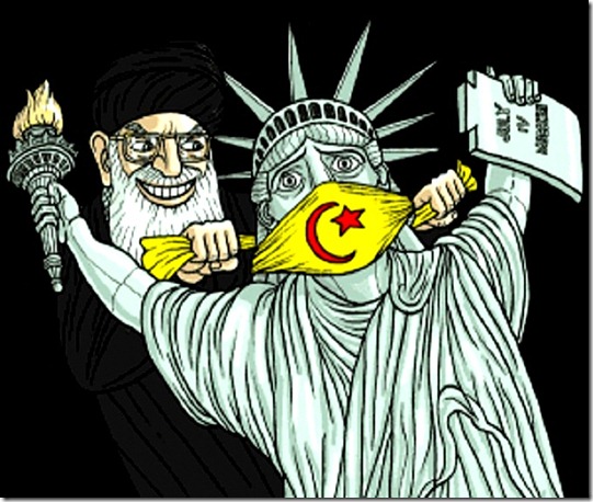 Muslim Cleric gags Lady Liberty Muslim Cleric gags Lady Liberty