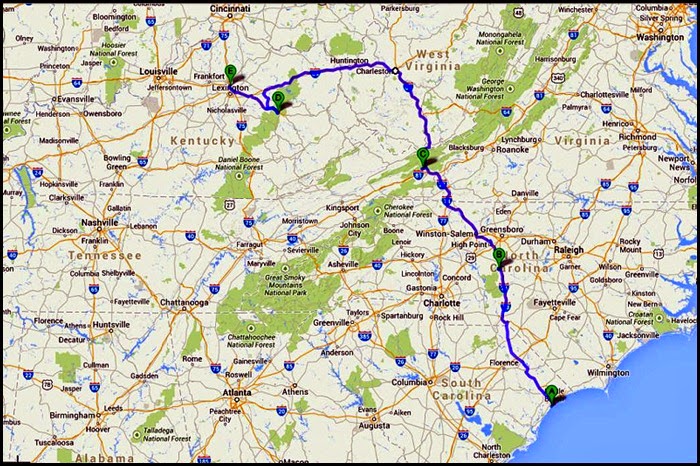 00 - Travel Map - total trip 61 miles