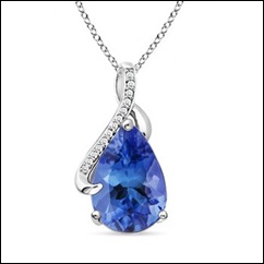 Pear Tanzanite and Round Diamond Swirl Pendant