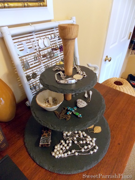 Slate serving tower from UncommonGoods- used as a jewelry station