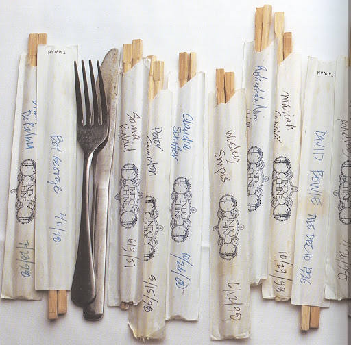 This photo from the Indochine book shows celebrity signatures on chopsticks.