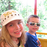 Hannah and Bryan on the Disney Railroad in the Magic Kingdom in Disney 06052011