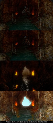 Proceso de renderizado de la cueva original, año 2007