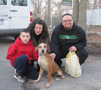 And here is Martha cameraman Chris with his wife, son and new family member Caboose! Chris met Caboose at the show and then took his family to meet and adopt him! Yay! To see all the animals on the shown and find out how to adopt them, visit MarthaStewart.com/Pet-Adoption and scroll down the page. You'll see all their photos there!