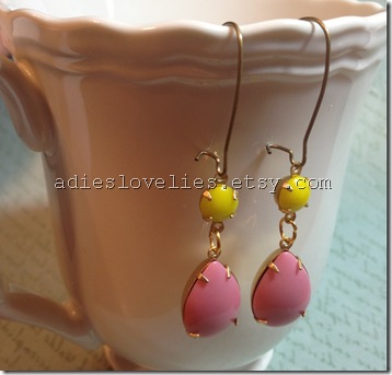 dangle earring vintage opaque stones 013