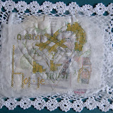 Heart, 2010, Embroidery, paper, muslin,crochet placement mat, 40cmx30cm approx