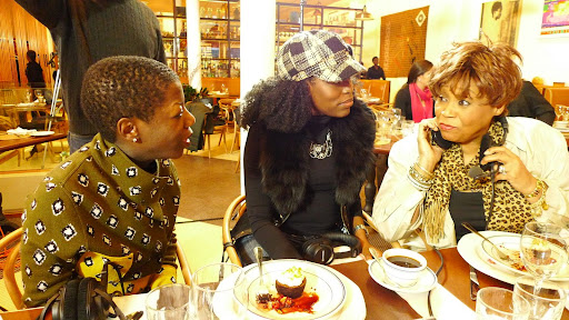 Guests - Thelma Golden, Tren'ness Woods-Black, and Vy Higginsen chatting during a break. Guests - Thelma Golden, Tren'ness Woods-Black, and Vy Higginsen chatting during a break.