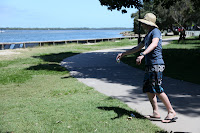 Ben throwing a boule