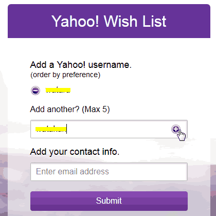 Yahoo! Wish List