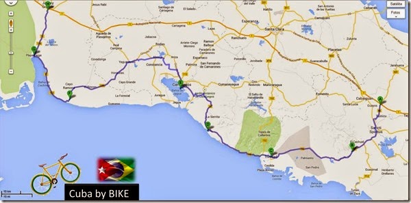 Mapa do percurso Cuba By Bike